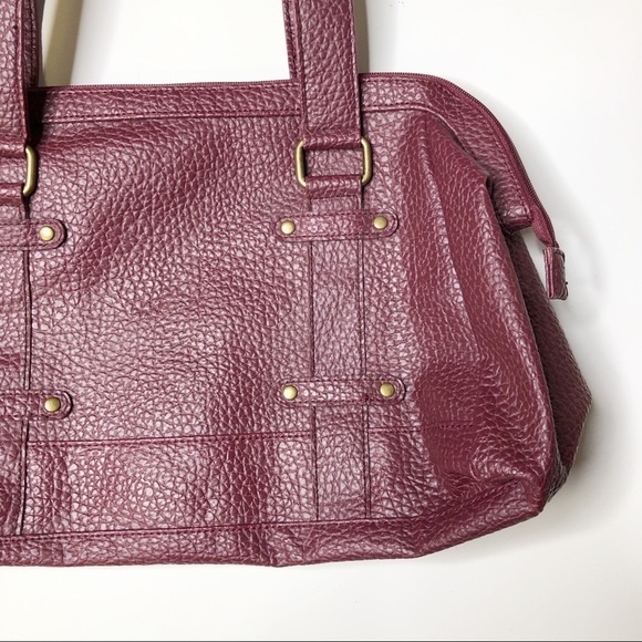 Estée Lauder Faux Pebbled Leather Bag Marooon - Picture 3 of 8